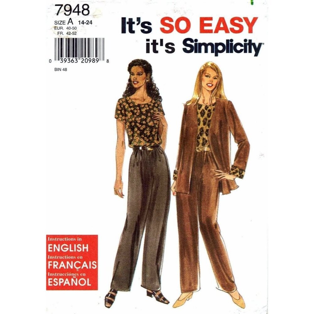 Simplicity Sewing Pattern 7948 Jacket‎ Jumpsuit Misses Size 14-24